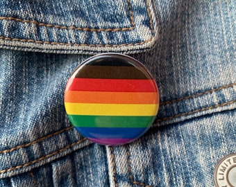 POC Inclusive Pride Flag Pinback Button, LGBTQ+ Pride (1.25" & 2.25")