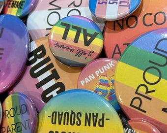 Discounted Seconds Imperfect Queer Miscellaneous Funny, Punny, Gay Buttons (1.25" & 2.25")