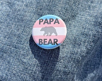 Papa Bear Transgender Pride Flag Button for Dads (1.25" and 2.25" Pinback Buttons)