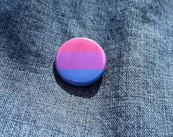 Bisexual Pride Flag, LGBTQ+ Pride 1.25 in and 2.25 Buttons