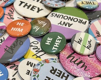 PART 2 Imperfect Discounted Seconds Miscellaneous Pronouns Pinback Buttons, (1.25" & 2.25")