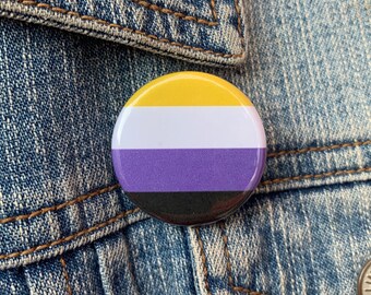 Non-Binary Pride Flag Button, LGBTQ+ Pin (1.25" & 2.25")