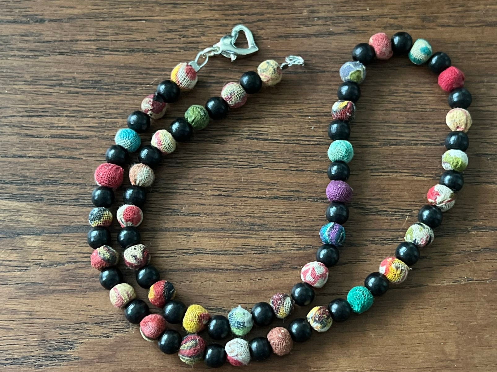 Colorful Repurposed Kantha Fabric Covered Bead Necklace Etsy Canada