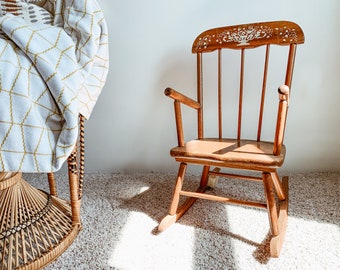vintage childs rocking chair with music box