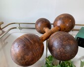 Vintage wooden dumbbells weightlifting