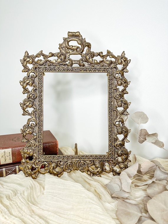 Antique Victorian Brass Tabletop Picture Frame/large Brass Frame