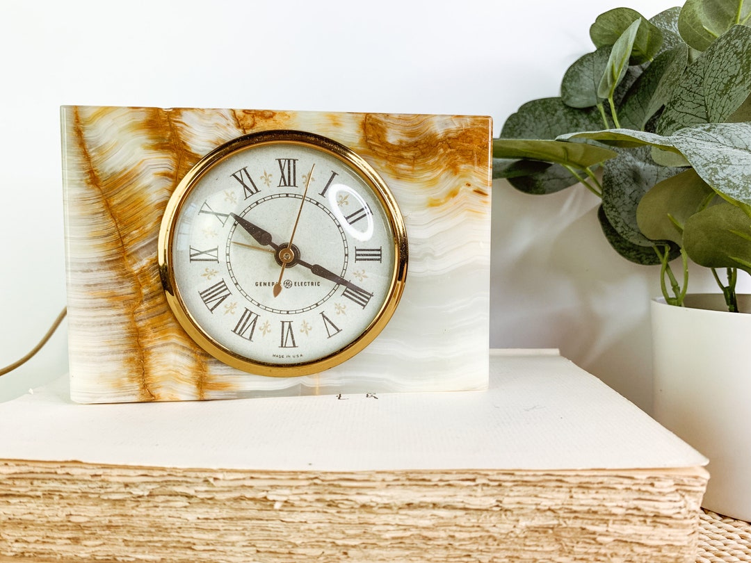 Vintage Onyx General Electric Table Clock Etsy