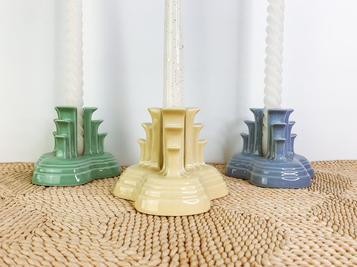 Vintage Fiestaware Pyramid Candle Holder Etsy