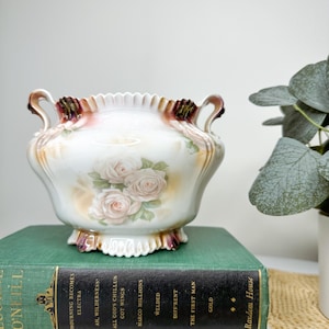 Antique porcelain planter pot/RS Prussia floral bowl/biscuit jar/hand painted jardiniere/antique floral vase