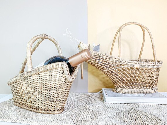 Vintage wicker bottle tote - image 1