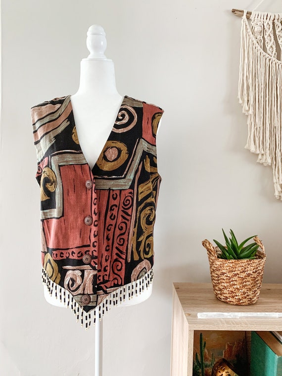 Vintage Caché vest/vintage beaded vest/vintage 90s