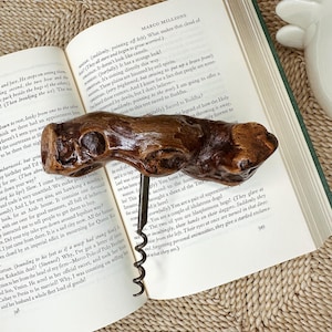 Vintage French burlwood grapevine cork screw/handmade rustic cork screw/vintage wine gift/vintage bar accessories