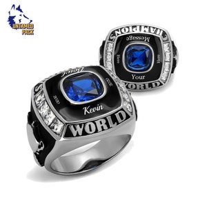 Personalized Custom World Champion Ring - Football, baseball, basketball, esports, fantasy sports- NEW Gold Option!
