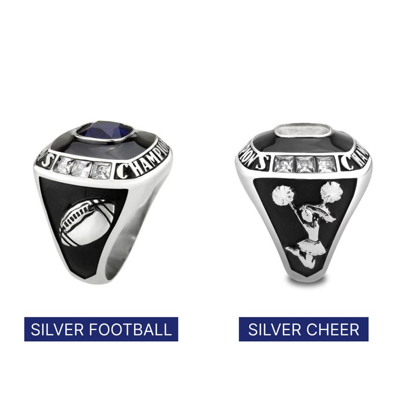 Custom Text and Color Championship Ring Football, baseball, basketball, esports, fantasy sports, hockey, cheerleader NEW Gold Option zdjęcie 7