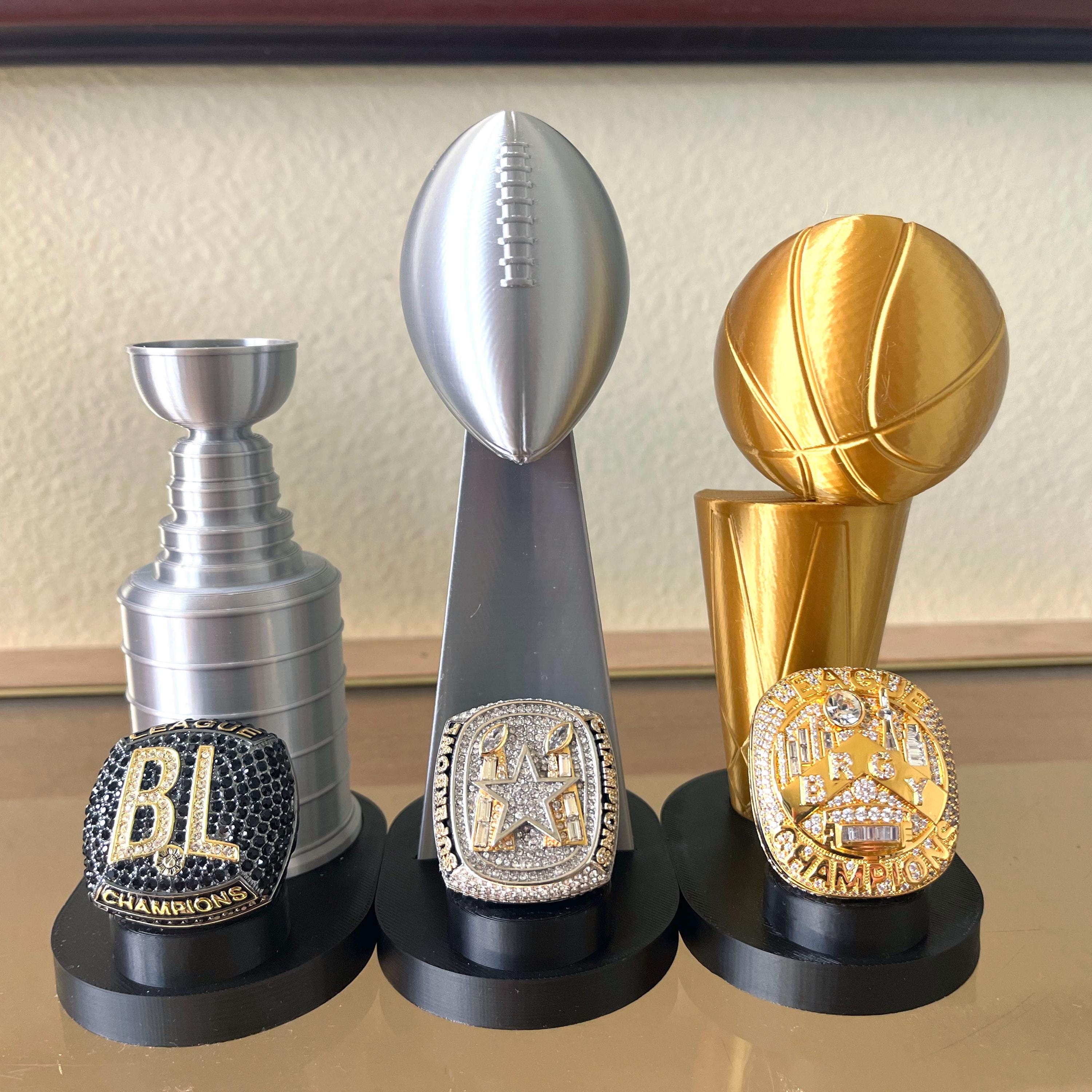 Championship Ring Display Trophy - Football, Basketball, Hockey