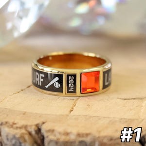 Custom Baseball/Softball Class Ring | Personalized Team Keepsake with Engraved Name, Year & Gemstone