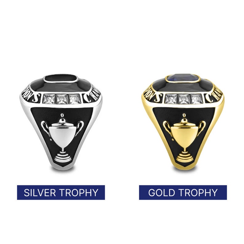 Dieser Ring mit benutzerdefiniertem Text und Farbe Football, Baseball, Basketball, Esports, Hockey, Cheerleader NEUE Gold-Option Bild 6