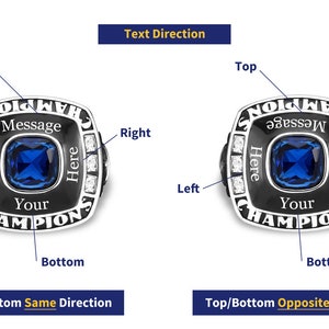 Custom Text and Color Championship Ring Football, baseball, basketball, esports, fantasy sports, hockey, cheerleader NEW Gold Option zdjęcie 9