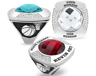 Personalized XL Basketball Championship Ring - MVP Ring, Coach's Ring, Hall of Fame