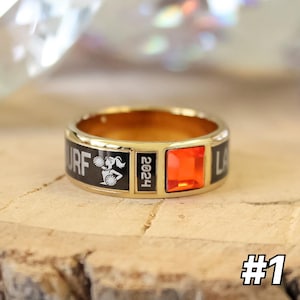 Custom Cheer Class Ring | Personalized Team Keepsake with Engraved Name, Year & Gemstone