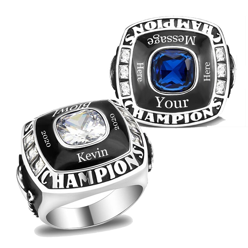 Custom Text and Color Championship Ring Football, baseball, basketball, esports, fantasy sports, hockey, cheerleader NEW Gold Option zdjęcie 3