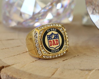 Custom Dad Football Logo Ring - Father's Day Gift