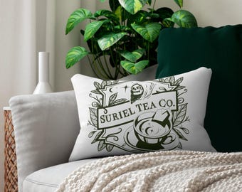 ACOTAR Suriel Tea Inspired Lumbar Pillow, Book Lover Gift, Reading Nook Decor, Fantasy Home Accent, Cozy Cushion for Sofa,