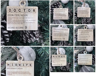 Scrabble, Doctor, Vet, Dentist, Nurse,midwife  laser ornament file Digital png, jpg sublimination, cricut, silhoutte