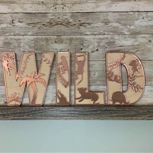 Animal Alphabet A-Z Jungle tema de animais selvagens berçário fonte svg glowforge download