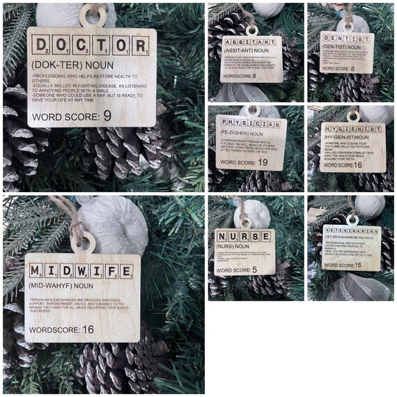 Scrabble, Doctor, Vet, Dentist, Nurse,midwife  laser ornament file Digital png, jpg sublimination, cricut, silhoutte
