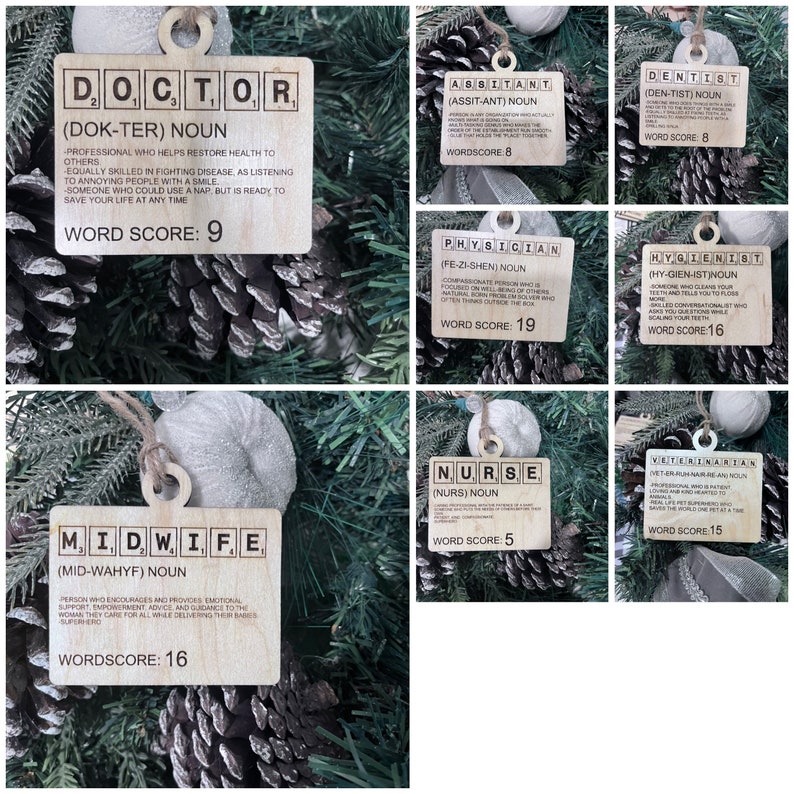 Scrabble, Doctor, Vet, Dentist, Nurse,midwife laser ornament file Digital png, jpg sublimination, cricut, silhoutte image 1