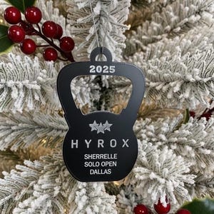 Hyrox Christmas ornament kettlebell physical item. personalized
