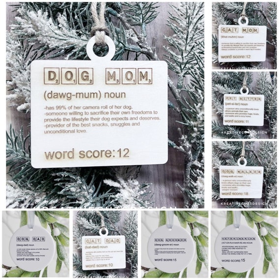 Scrabble Pet Definition Ornament: Dog Mom, Groomer, Walker (Digital PNG, JPG, SVG)