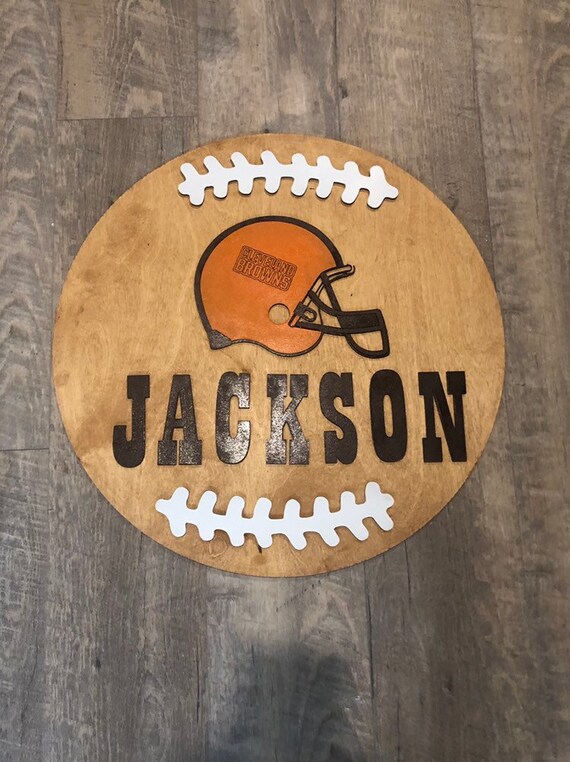 Wall Wood Sign Clevland Browns Football Sign Boys Room Decor Etsy