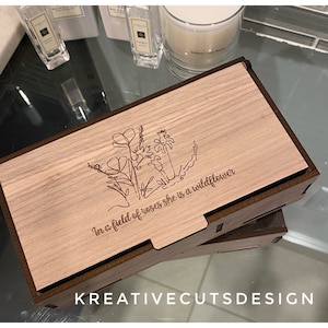 Keepsake box, jewelry box  Memory box  Storage Laser cut digital svg Glowforge