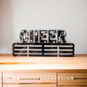 Cheer medal hanger, award ribbon holder digital svg download.  Glowforge tested