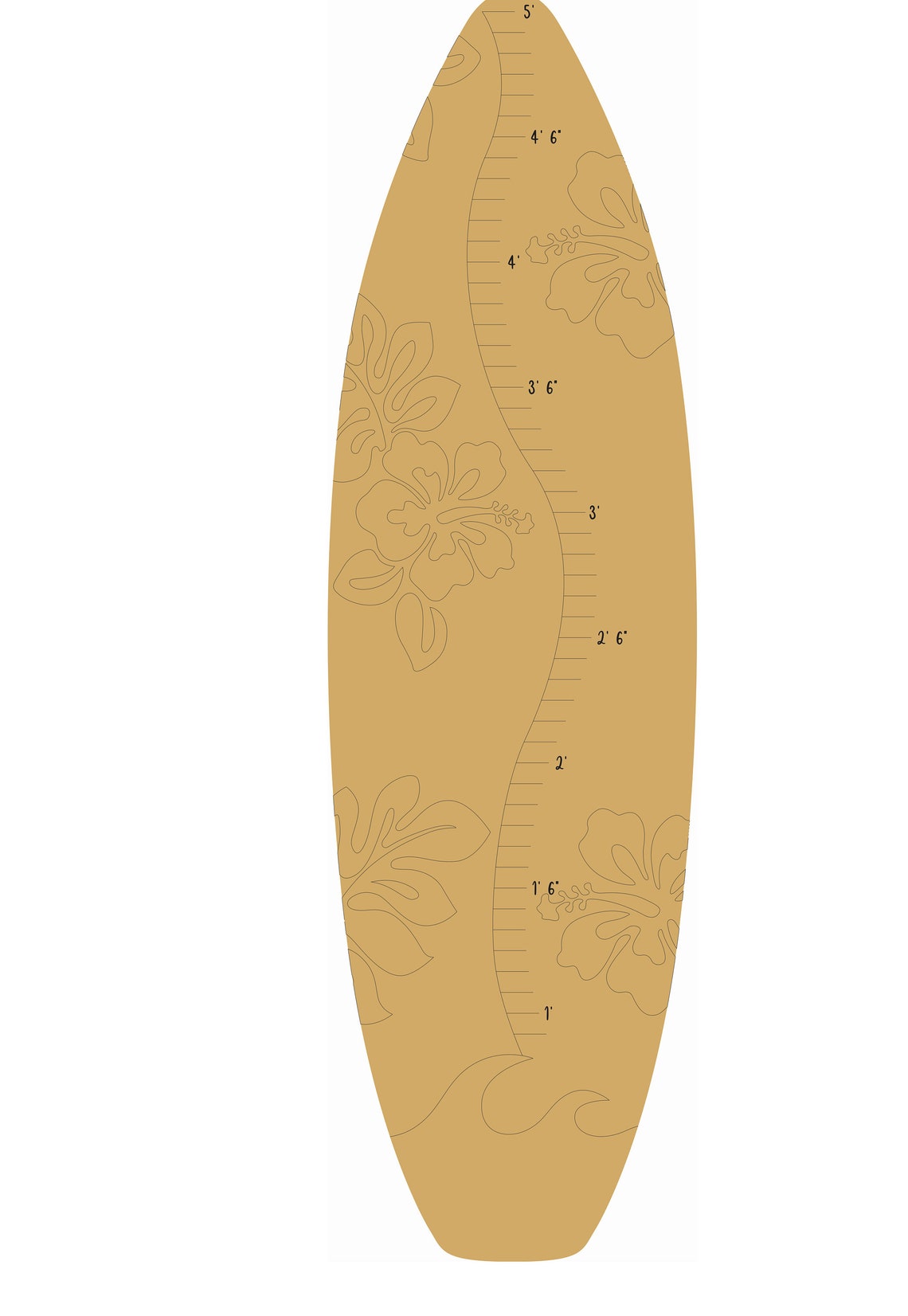 Surf Boared Ruler Surfboard Growth Chart Svg Glowrforge Laser Cut Digital Ruler File - Etsy