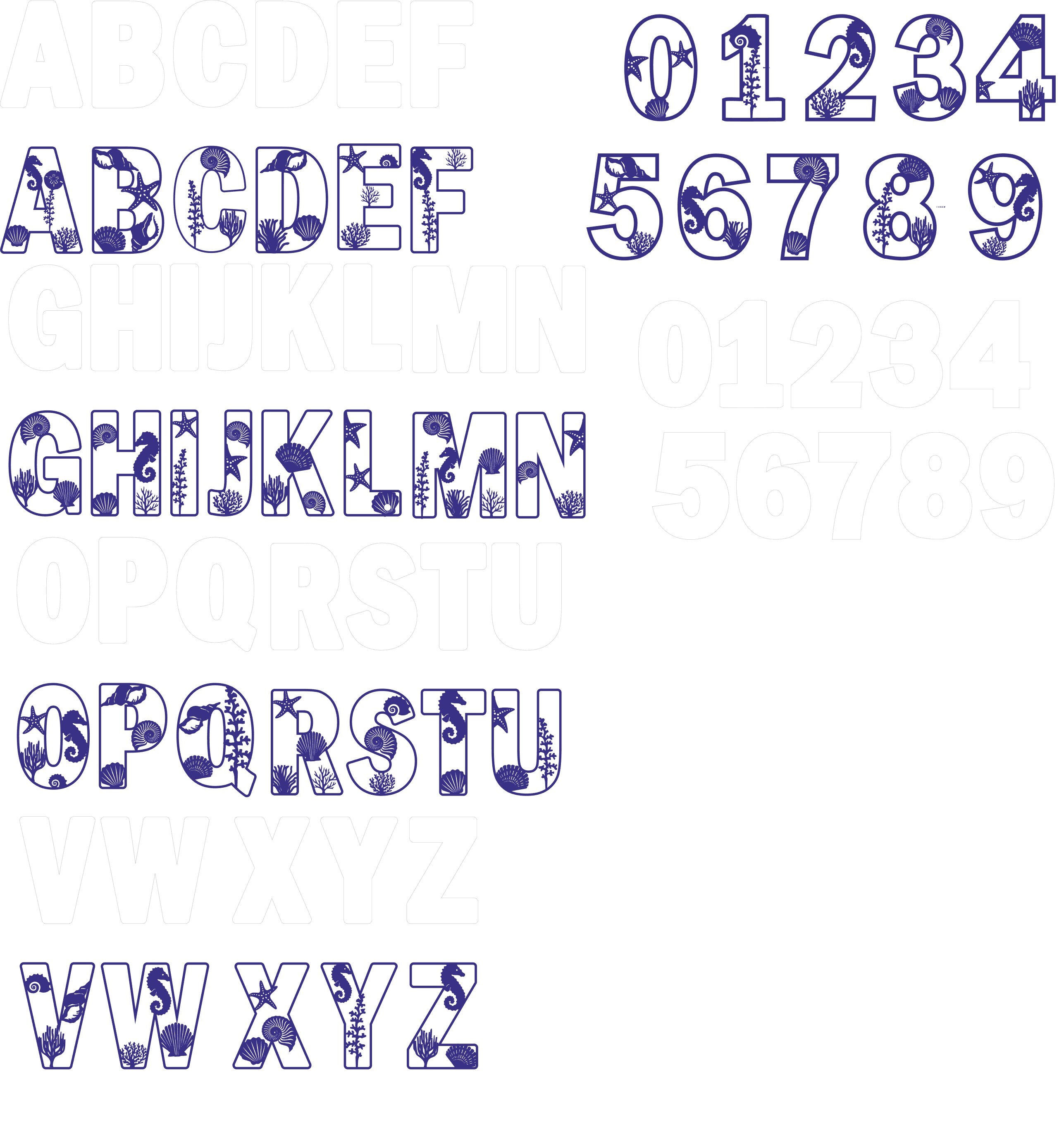 Seashell Alphabet Font SVG: A-Z Ocean Letters, Glowforge Ready (digital ...