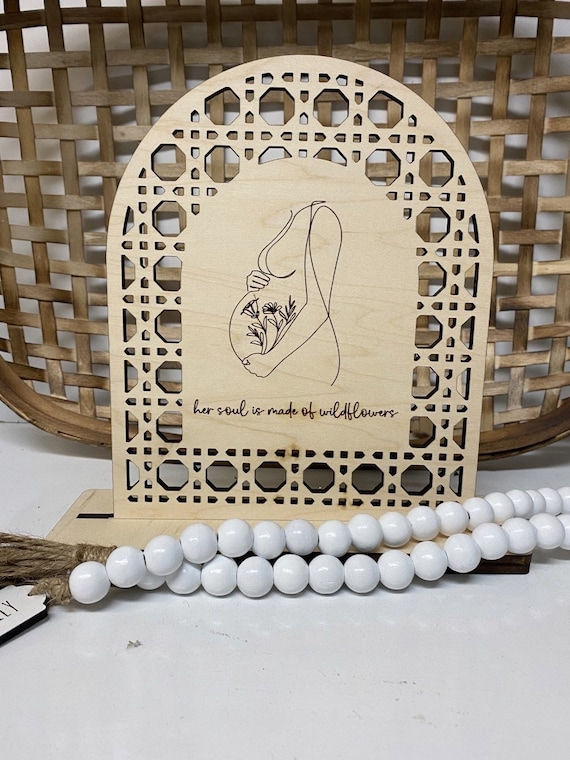 Rattan Caning Boho Frame Shelf Sitterline Art Pregnant Etsy