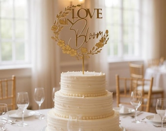love in bloom cake topper svg  Laser cut digital file  glowforge, wedding, shower