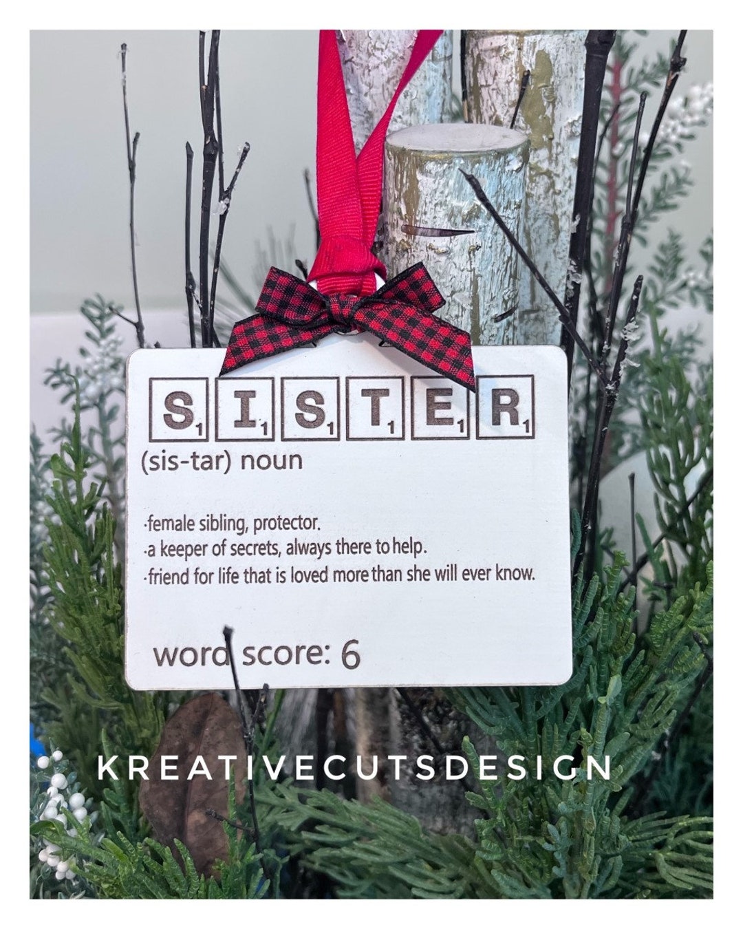 Scrabble Definition Sister Laser Cut Ornament File Digital Etsy