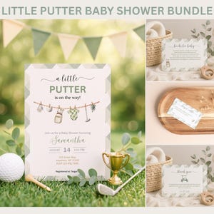 Golf Baby Shower Invitation Bundle, "Little Putter" Theme (Digital Download)