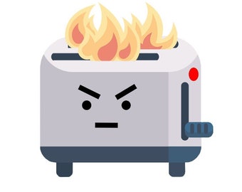 Blair Toaster Sticker Die Cut - Angry Toaster - Toaster On Fire