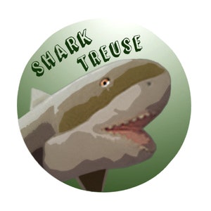 Sharktreuse Button happy shark button pin image 5