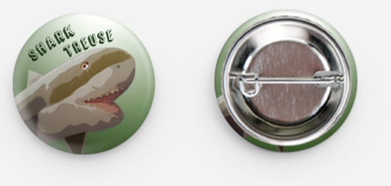 Sharktreuse Button happy shark button pin image 4