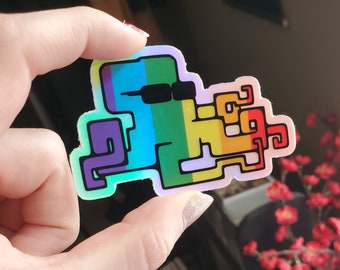 Iggy The Octopunk Pride Holographic Die Cut Vinyl Sticker - NEW DESIGN! - (Pride Octopus Sticker)