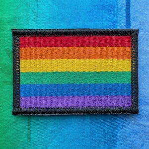 Rainbow Pride Flag 3" Embroidered Patch - Iron-On / Sew-On / Stick-On / Hook Fastener