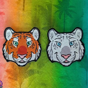 Orange or White Tiger Patch - Sew-On / Stick-On / Iron-On / Hook Fastener