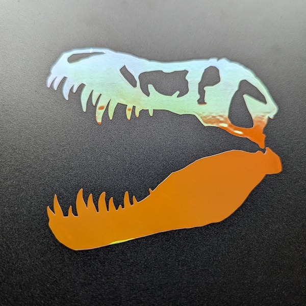 Tyrannosaurus Rex Skull Vinyl Decal - Holographic