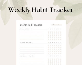Weekly Habit Tracker | Productivity Journal | Digital Planner | Template | Printable | PDF Instant Download